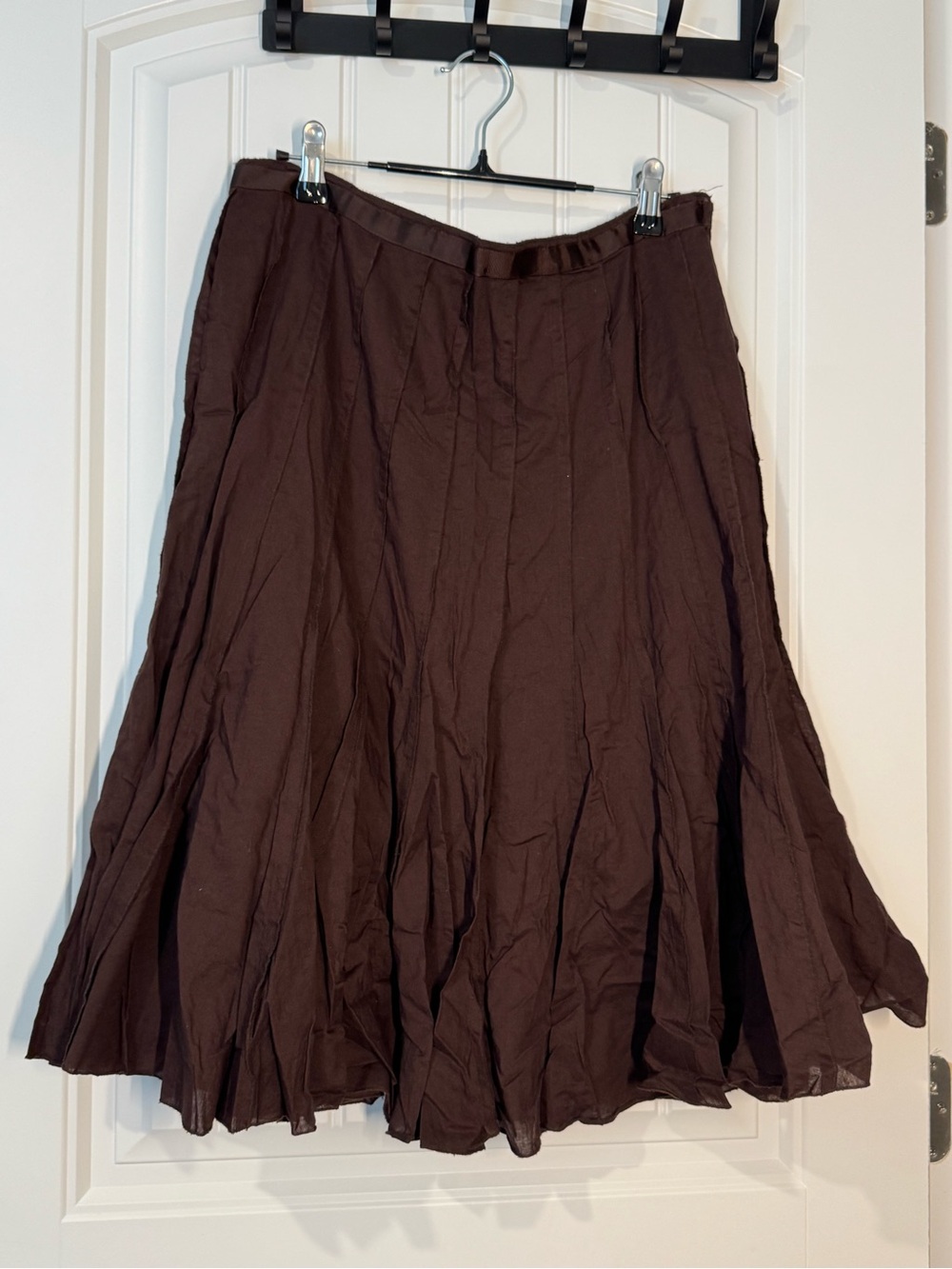 Vintage Nue Options Brown Cotton A-Line Full Flare Skirt